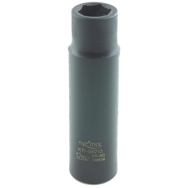 K-Tool International 1/2" Drive Impact Socket black oxide, Deep 6 Pnt 1/2"Dr, 12mm KTI-38212 - main